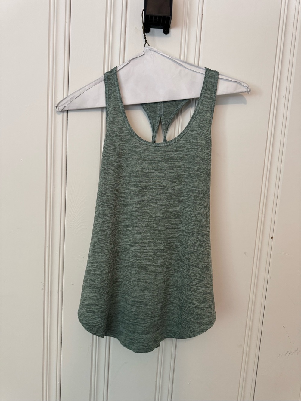 Sleeveless Heathered Sage Green Racerback Tank Top